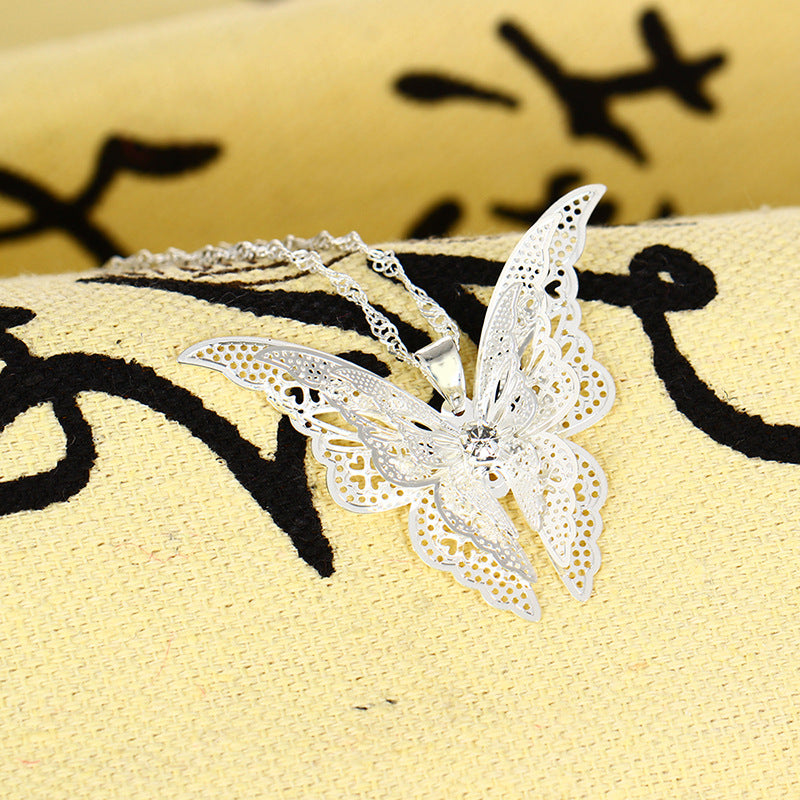 Silver Small Butterfly Necklace Accessories Women