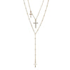 Fashion Retro Multi-layer Necklace Simple Golden Rhinestone Cross