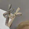 Hairpin Sweet Metal Pearl Diamond Bow Duckbill Temperament Lady Edge Clip Female