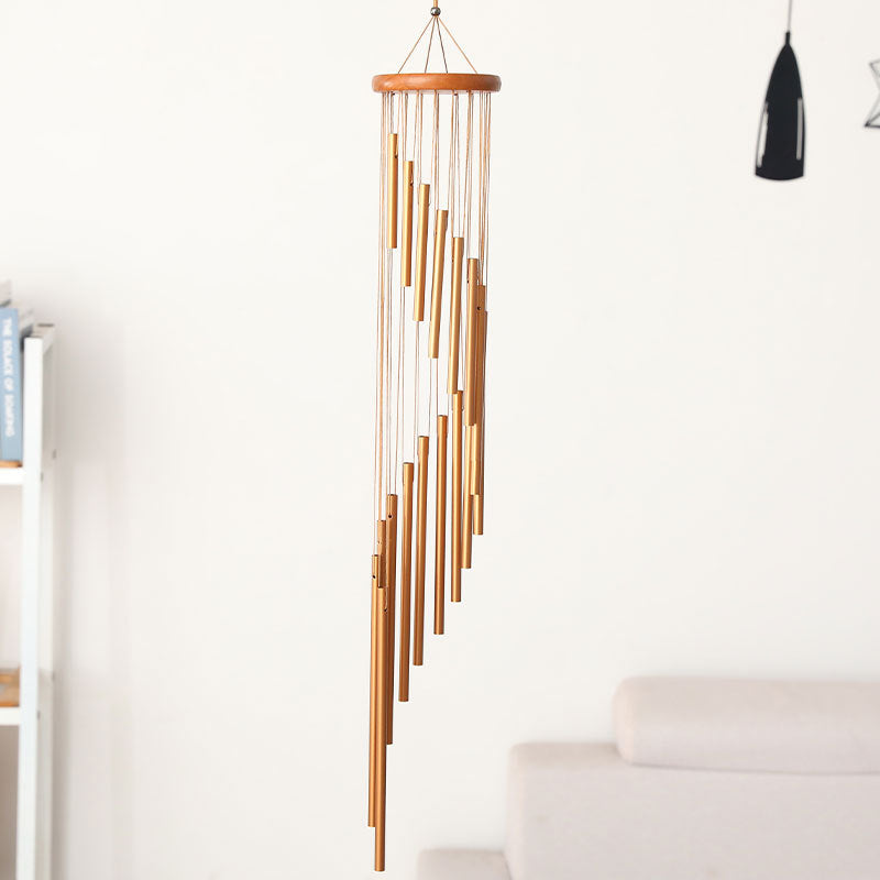 Solid Wood Rotating 18-pipe Wind Chime Ornaments For Home Decoration