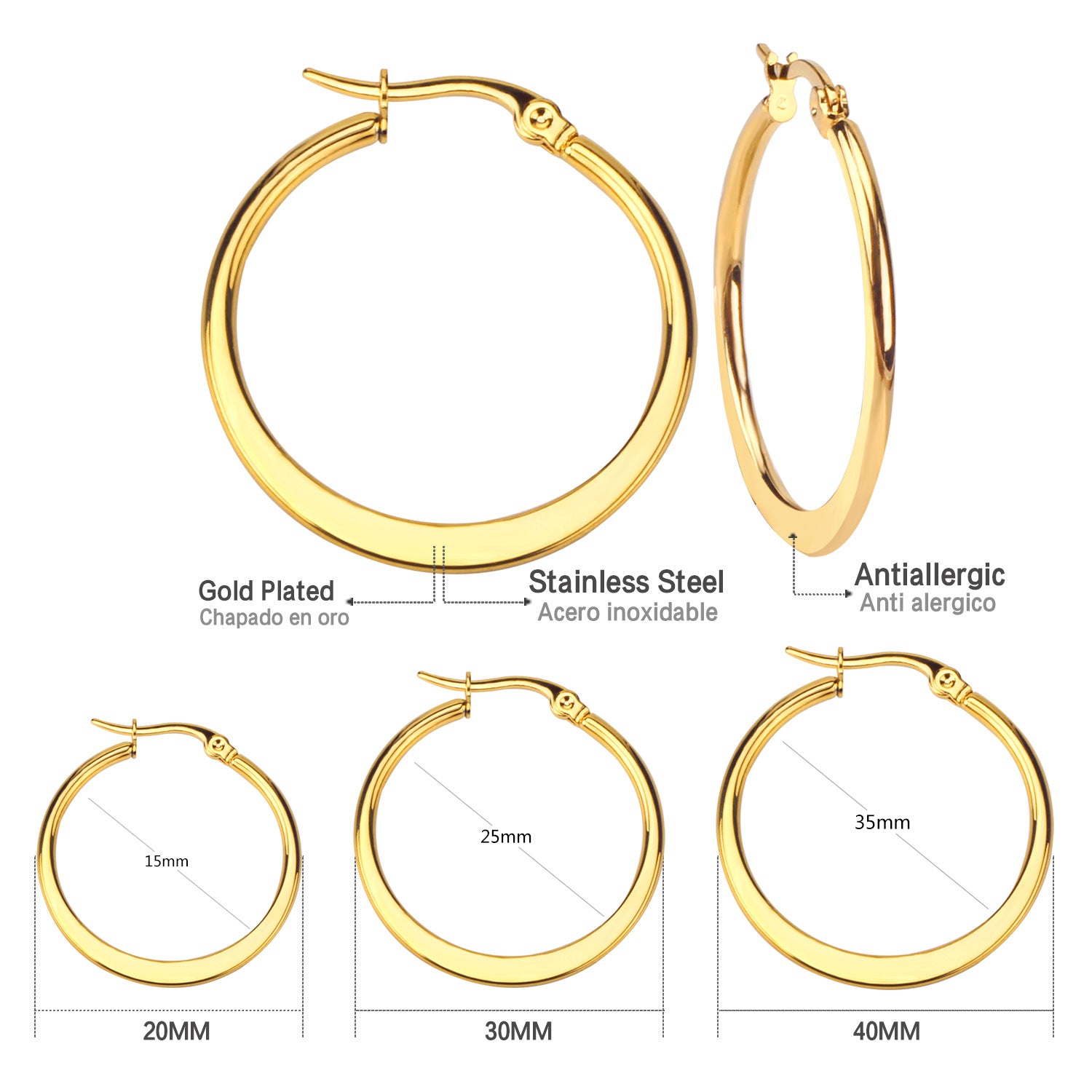 Fashion Simple Round Geometric Stainless Steel Love Heart Hoop Earrings