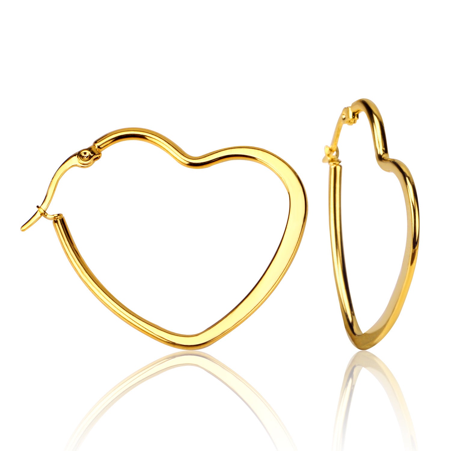 Fashion Simple Round Geometric Stainless Steel Love Heart Hoop Earrings