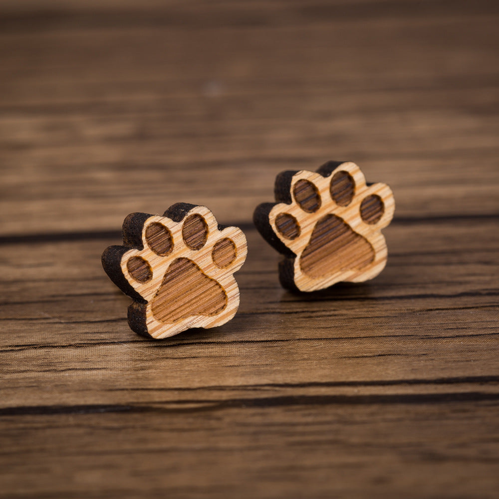 Personality puppy footprints cute kitten paw earrings