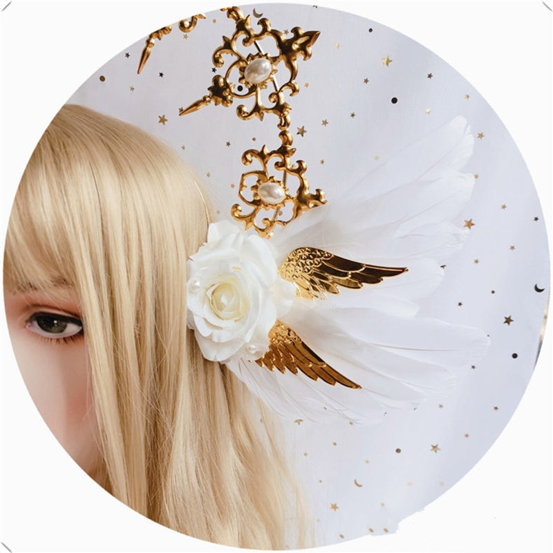 Halo hair ornament gorgeous white angel headdress