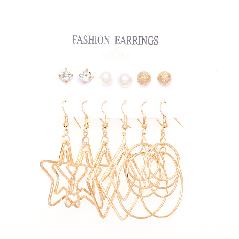 Metal Exaggerated Big Circle Earrings Set