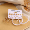 New Vintage Geometric Pearl Earrings 6-piece Set