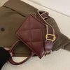 Wide Shoulder Strap Rhombus Small Square Bag Personalized Car Stitching Solid Color PU