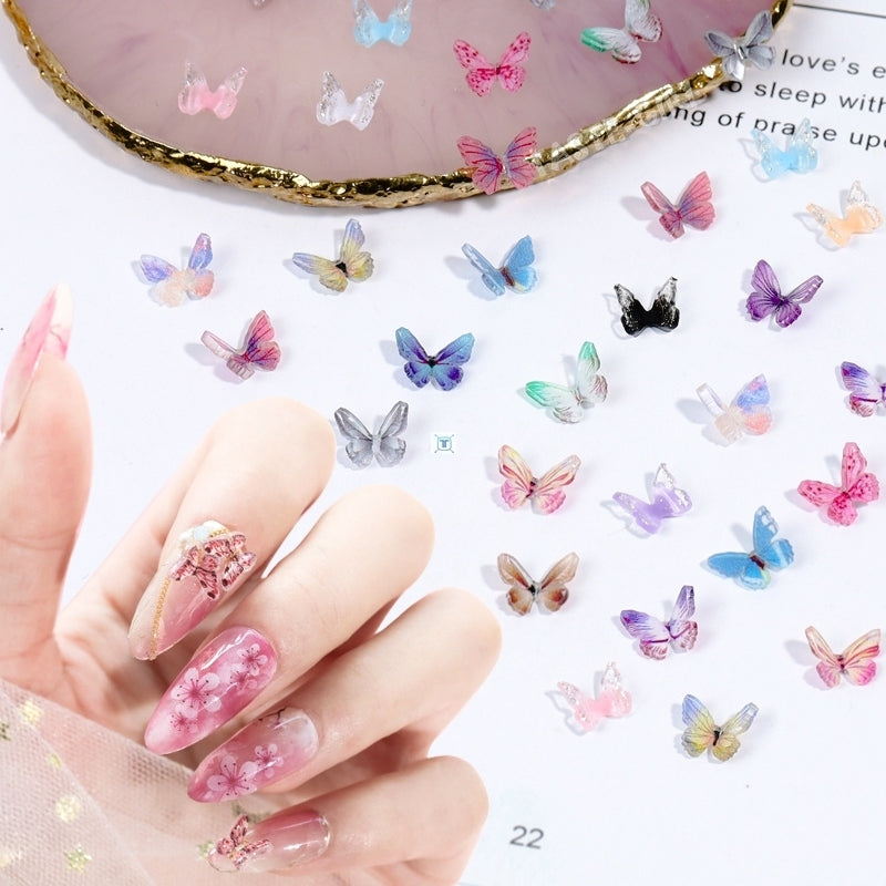 Heat Shrinkable Film Finished Small Butterfly Nail Decoration