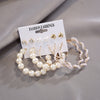 Cross-Border Hot-Selling Earrings Acrylic Faux Pearl Geometric Circle Flashing Diamond Tassel Earring Set Piece