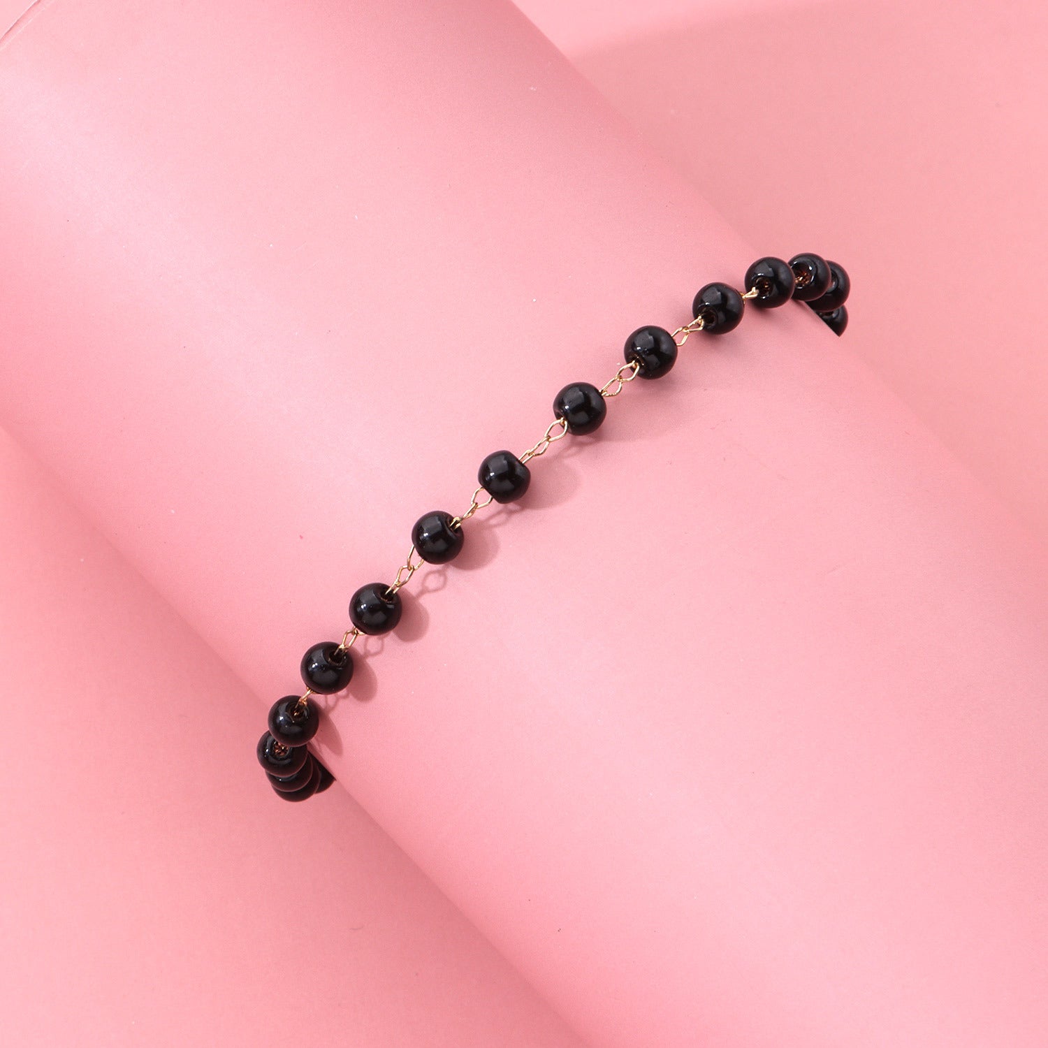 European And American Cross-border Jewelry Fashion Black Glass Beads Anklet Women