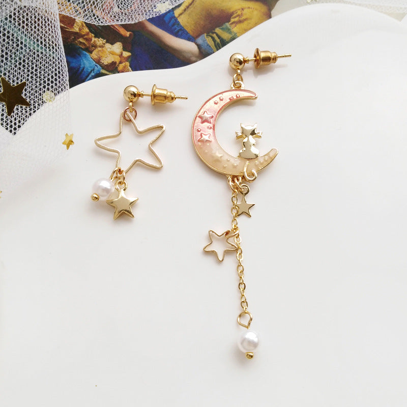 Beautiful Fantasy Starry Sky Moon Fashion Wild Metal Earrings