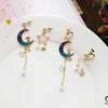 Beautiful Fantasy Starry Sky Moon Fashion Wild Metal Earrings