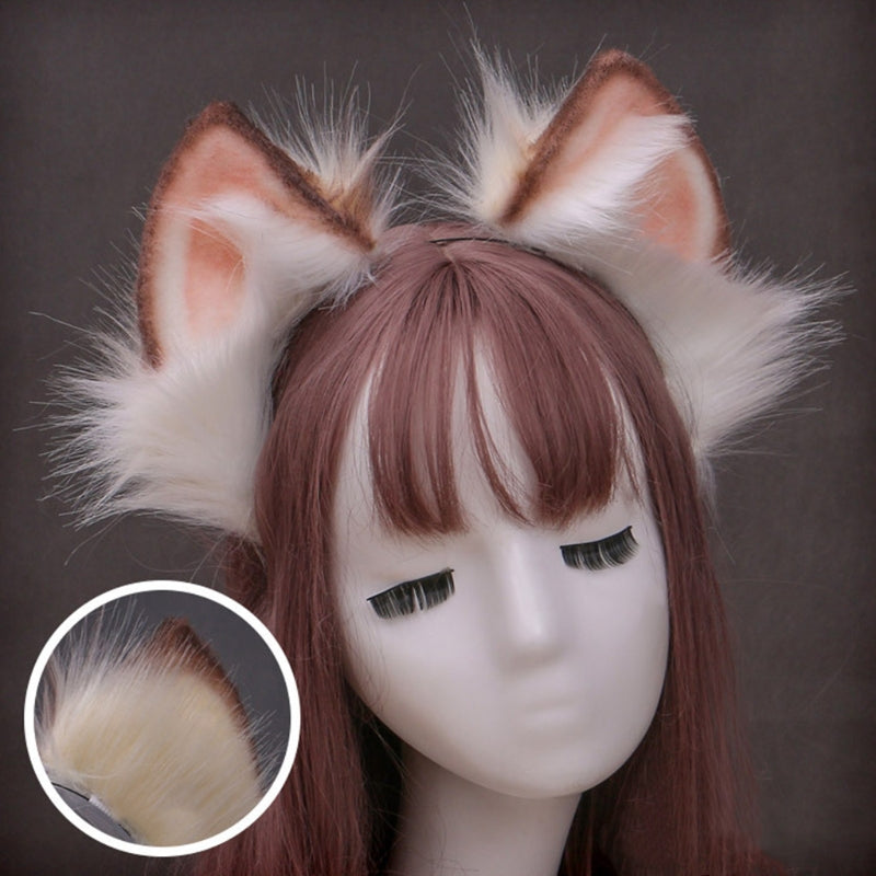 Hand Made Plush Celestial Fox Ear Headband Cute Girl Festival Party Cosplay Headdress Jewelry Props