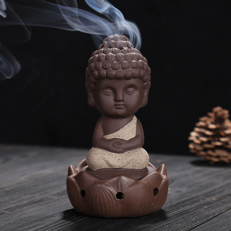 Aromatherapy Colored Sand Pottery Tea Pets Zisha Little Buddha Tea Pets Ceramic Incense Burner