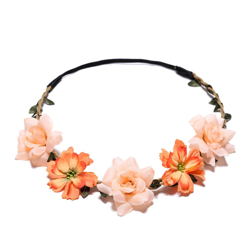 New Style Ladies And Girls Silk Cloth Flower Headband Small Gesanghua Rose Flower Headband