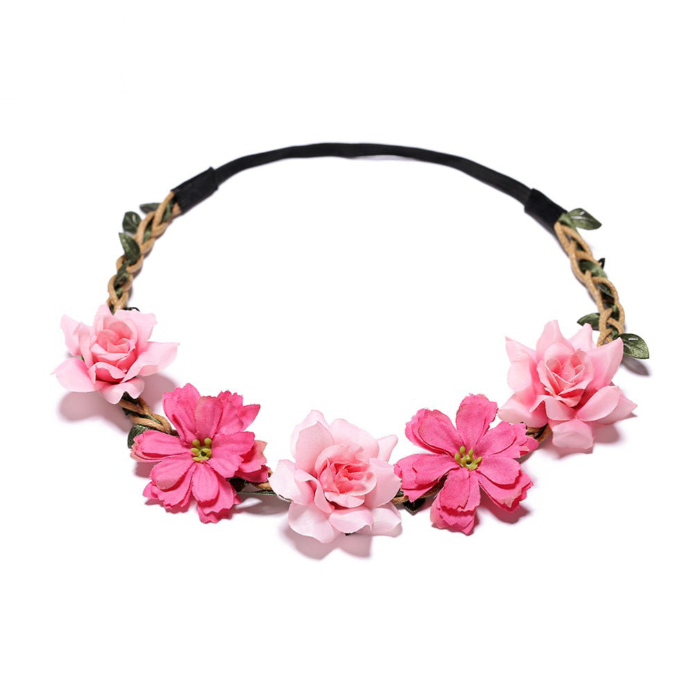 New Style Ladies And Girls Silk Cloth Flower Headband Small Gesanghua Rose Flower Headband