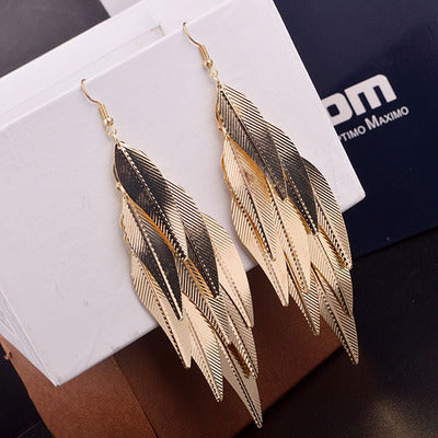 Retro Style Willow Leaf Long Women's Earrings