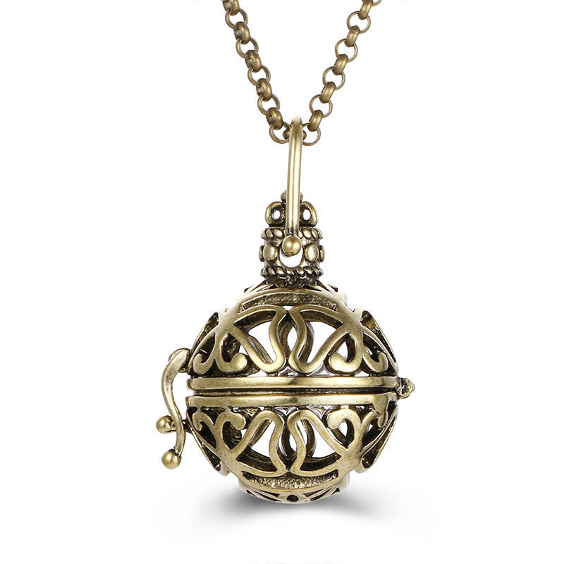 Aromatherapy Zircon Cage Hollow Necklace Essential Oil Diffuser Perfume Box Antique Traditional Han Clothing Accessories