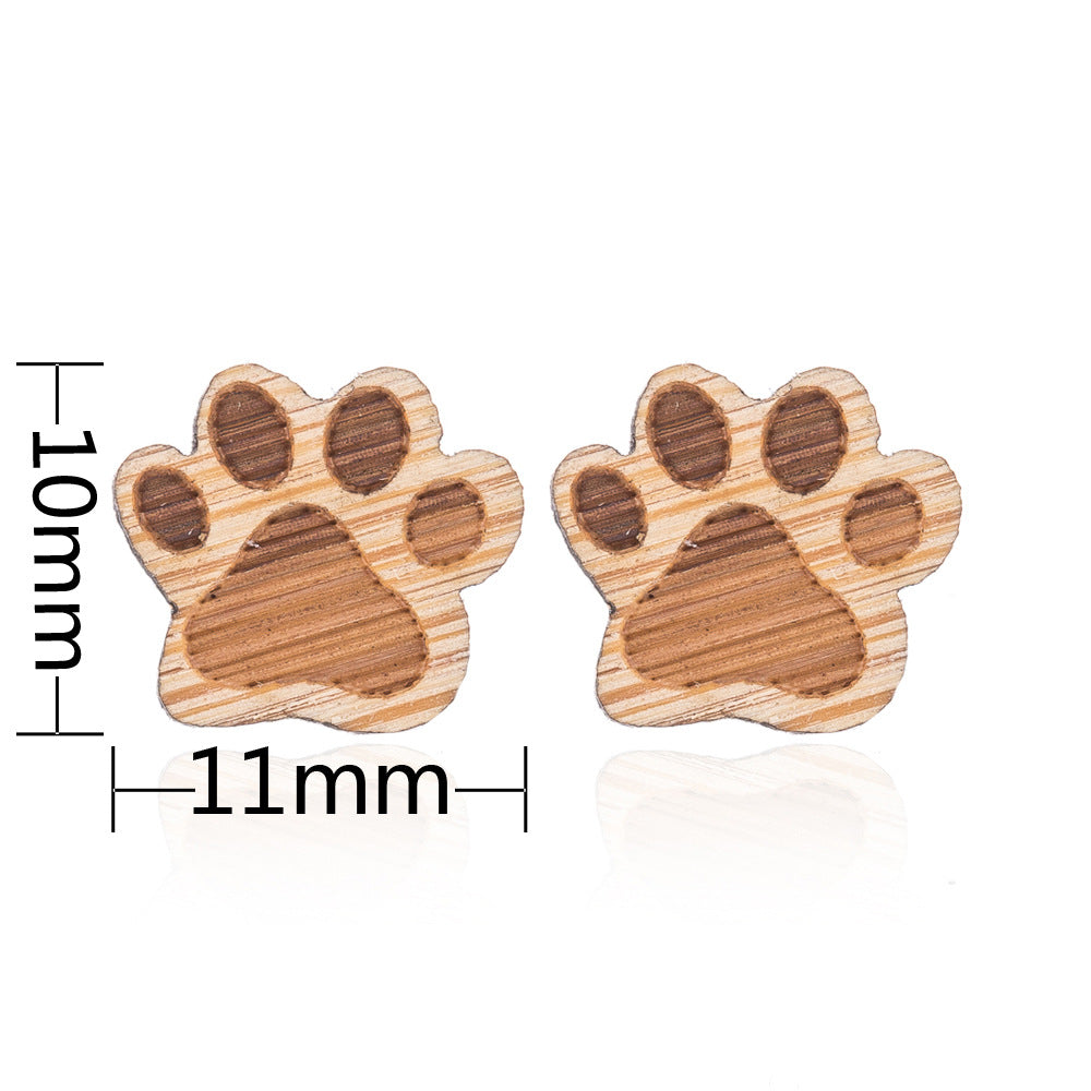 Personality puppy footprints cute kitten paw earrings