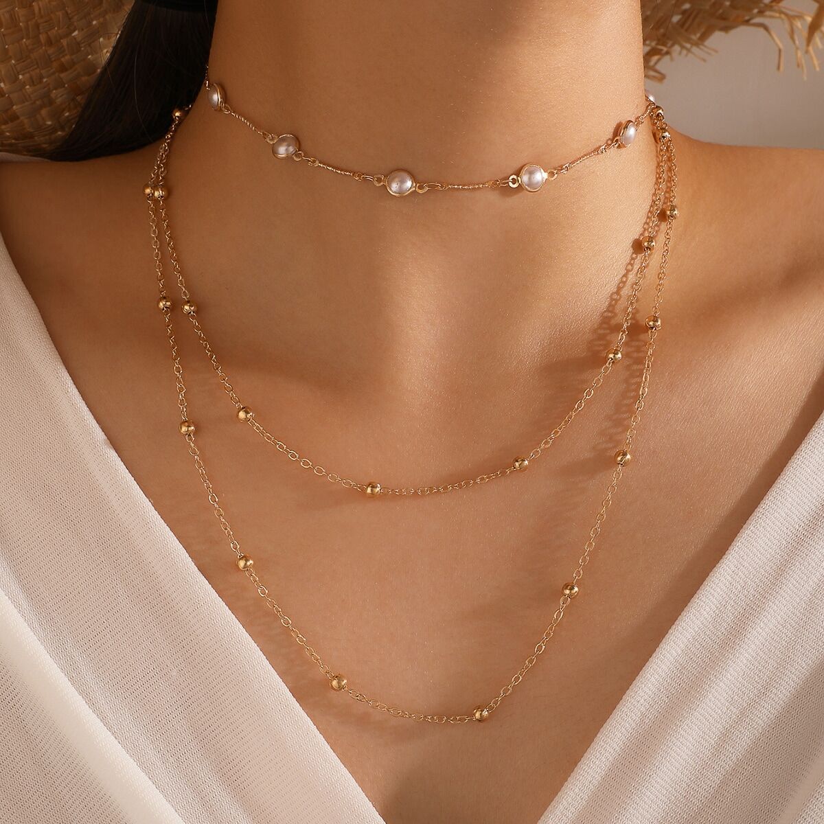 Women's Temperament Multi-layer Pearl Clavicle Chain