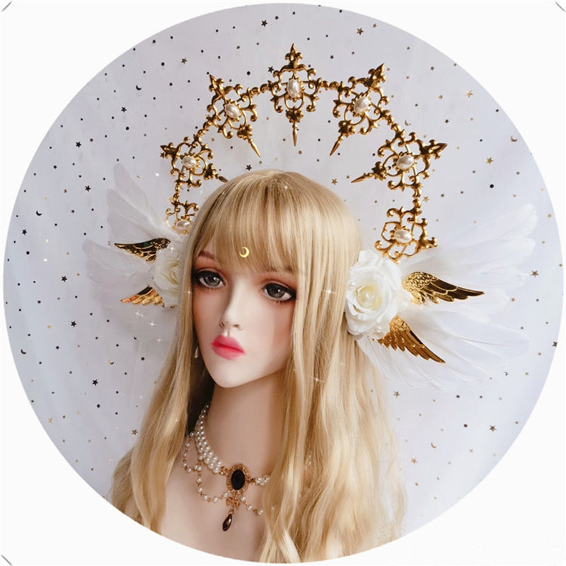 Halo hair ornament gorgeous white angel headdress