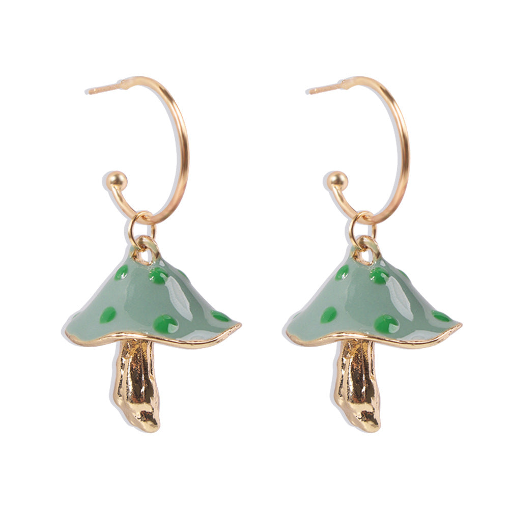 Unique Earring for Women Cute Three Mushroom Shape Sweet Gold Color Drop Earrings New Design Trendy Ear Jewelry