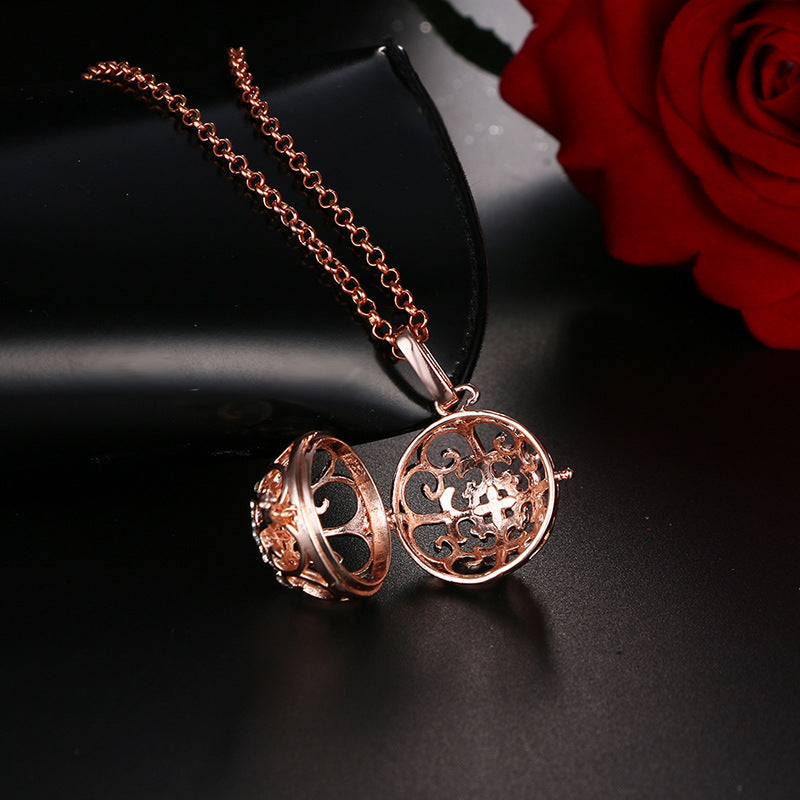 Aromatherapy Zircon Cage Hollow Necklace Essential Oil Diffuser Perfume Box Antique Traditional Han Clothing Accessories