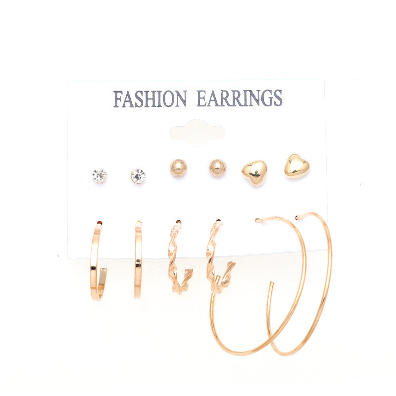 Metal Exaggerated Big Circle Earrings Set