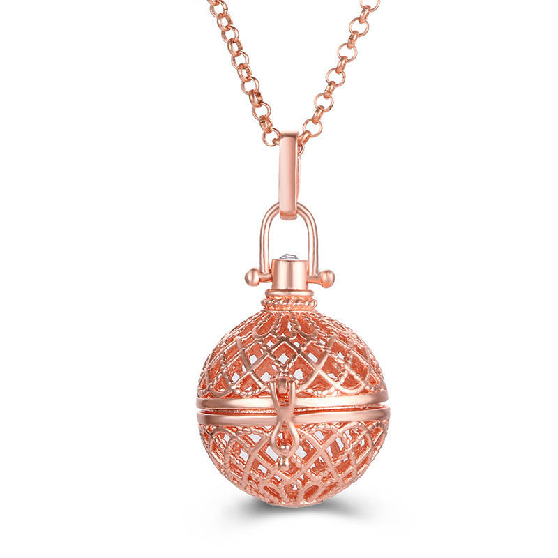 Aromatherapy Zircon Cage Hollow Necklace Essential Oil Diffuser Perfume Box Antique Traditional Han Clothing Accessories