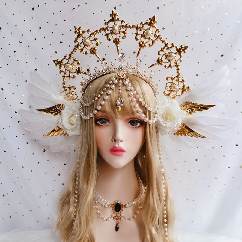 Halo hair ornament gorgeous white angel headdress