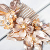 Bride high-end golden flowers hand-inserted comb