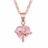 Love Heart-shaped Powder Crystal Pendant Necklace Plated 925