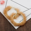 Mink Fur Large Circle Round Ear Hoop Earrings