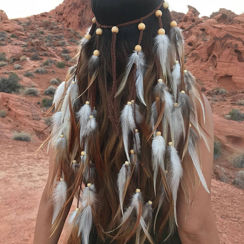 Bohemian Long Feather Headband Feather Hair Accessory