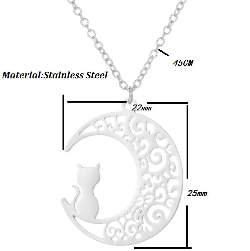 Hollow Moon Cat Clavicle Chain