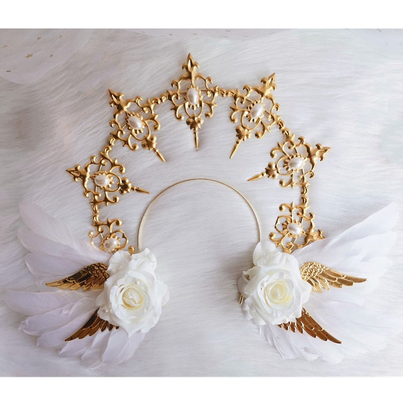 Halo hair ornament gorgeous white angel headdress