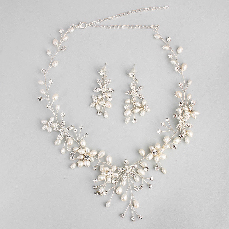 Pearl necklace and earring set