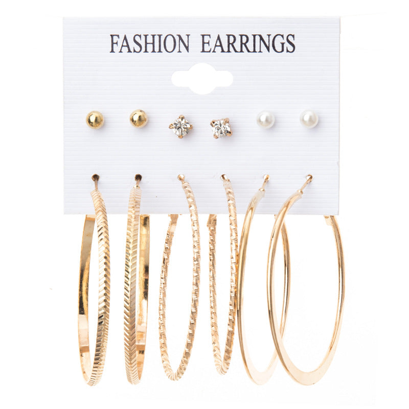 Metal Exaggerated Big Circle Earrings Set