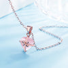 Love Heart-shaped Powder Crystal Pendant Necklace Plated 925