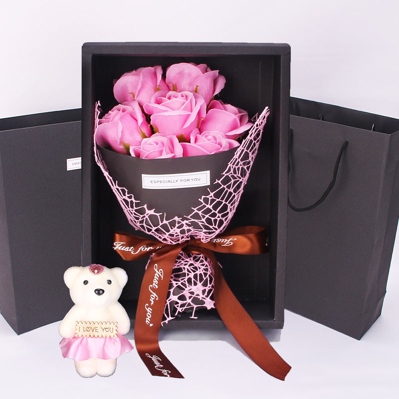 Simulation 7 Rose Soap Flower Gift Box Small Bouquet Valentine's Day Event Gift