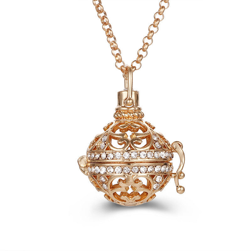 Aromatherapy Zircon Cage Hollow Necklace Essential Oil Diffuser Perfume Box Antique Traditional Han Clothing Accessories