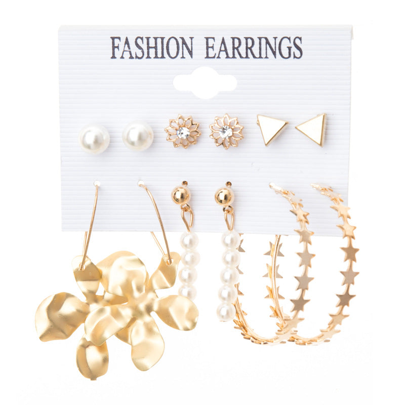 Metal Exaggerated Big Circle Earrings Set