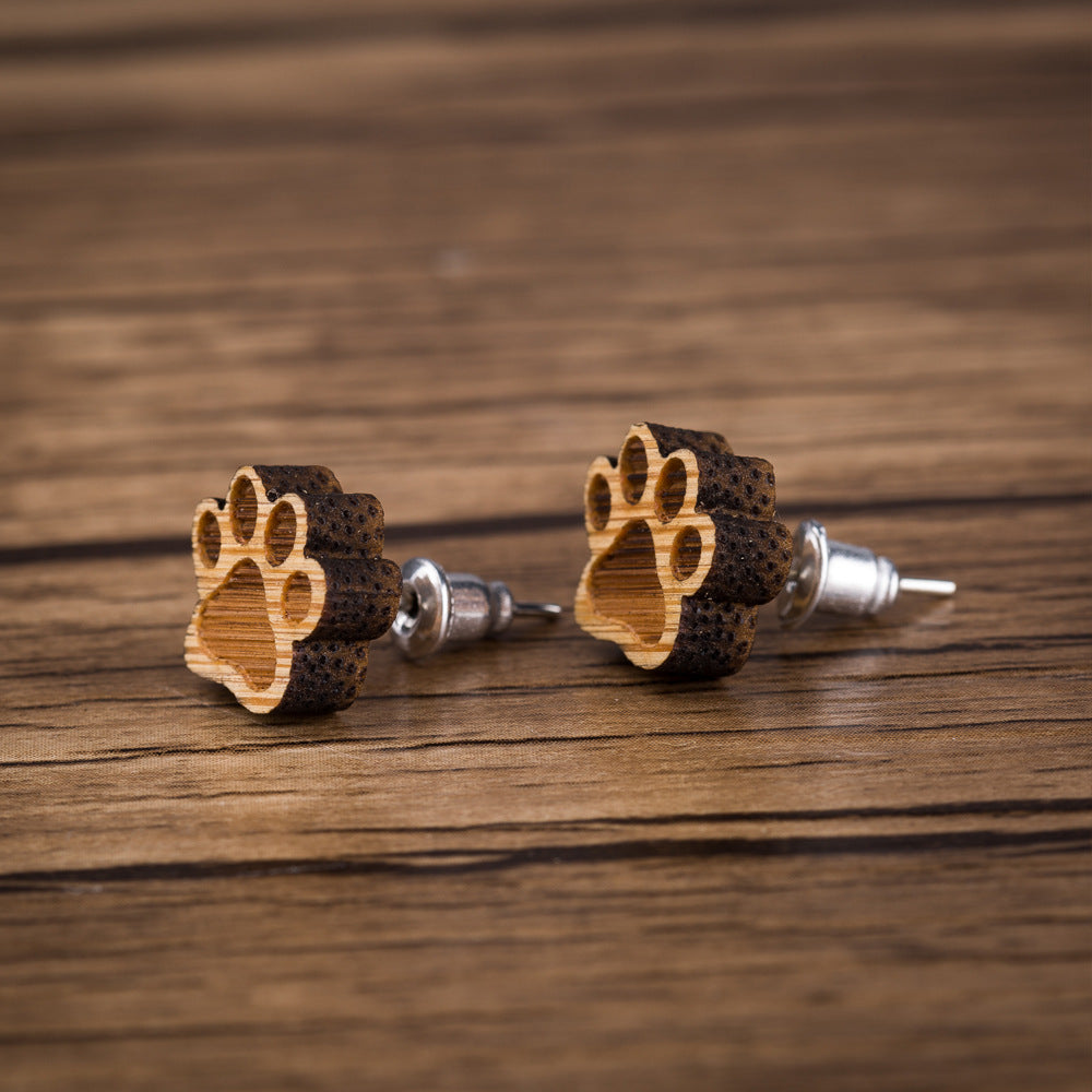 Personality puppy footprints cute kitten paw earrings