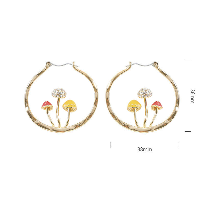 Unique Earring for Women Cute Three Mushroom Shape Sweet Gold Color Drop Earrings New Design Trendy Ear Jewelry