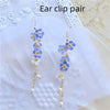 Don't Forget Me Flower Tassel Long Earrings