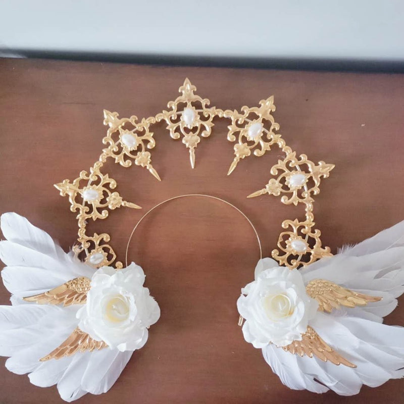 Halo hair ornament gorgeous white angel headdress