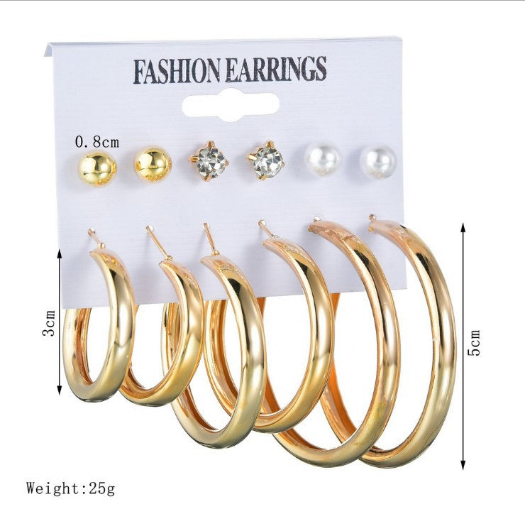 Metal Exaggerated Big Circle Earrings Set