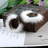 Mink Fur Large Circle Round Ear Hoop Earrings