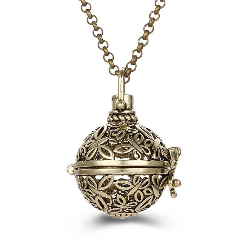 Aromatherapy Zircon Cage Hollow Necklace Essential Oil Diffuser Perfume Box Antique Traditional Han Clothing Accessories