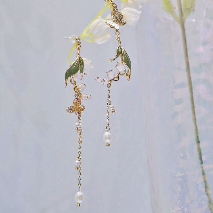 Asymmetric Flower Butterfly Earring Wind Chime